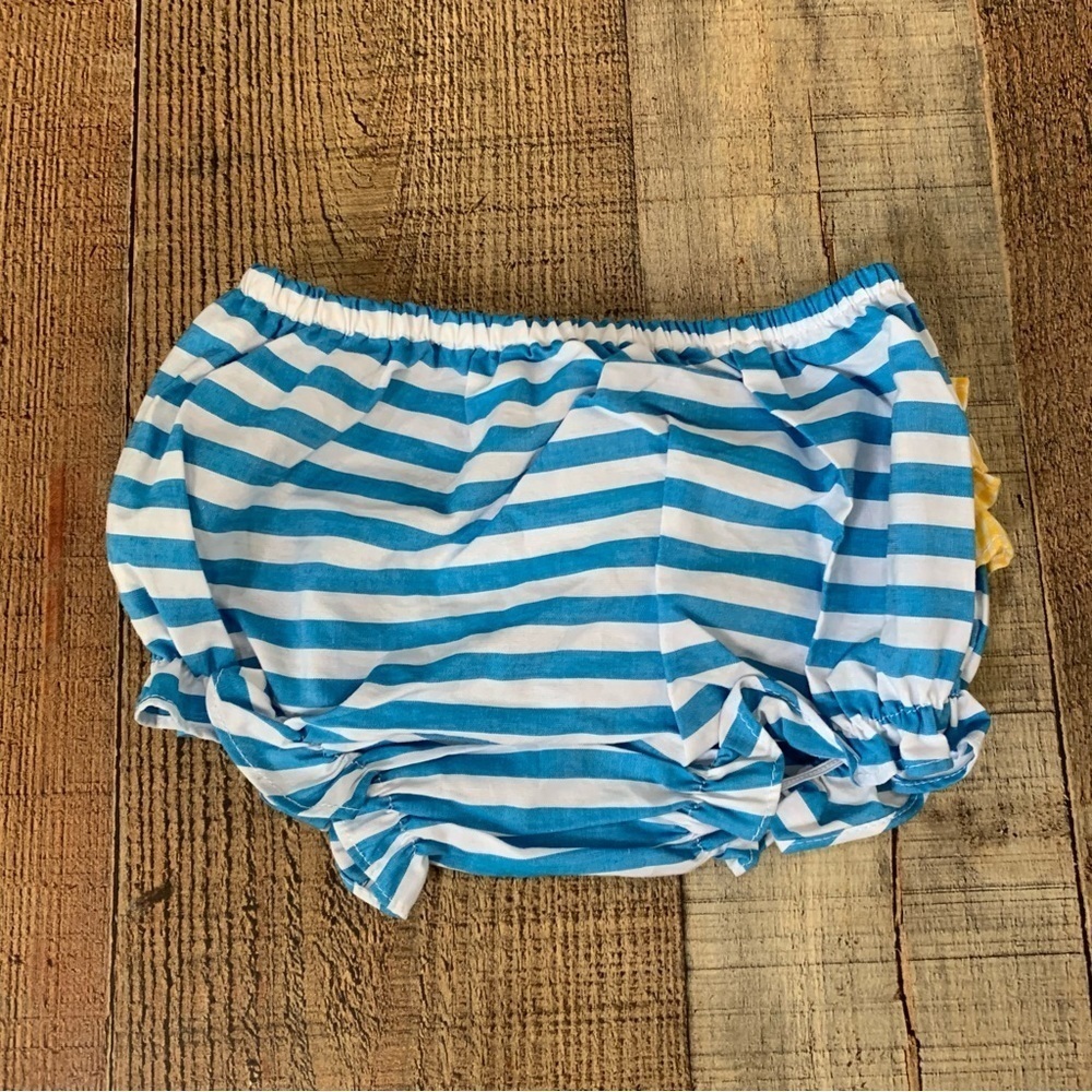 Lil Cactus girls blue and blue striped shorts with ruffles -12/18M